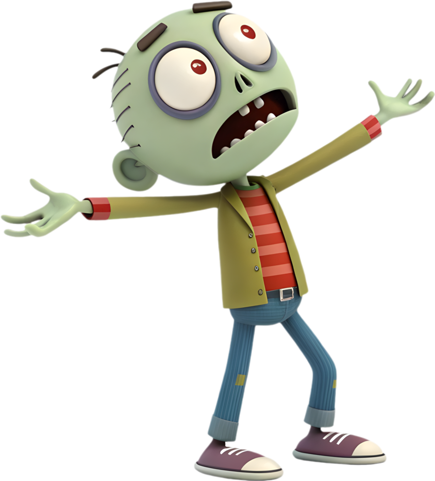 Creepy baby zombie with funny and exaggerated face expressions. . png
