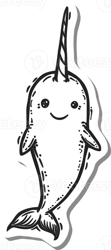 A Cute Cartoon Narwhal With A Spiral Horn png