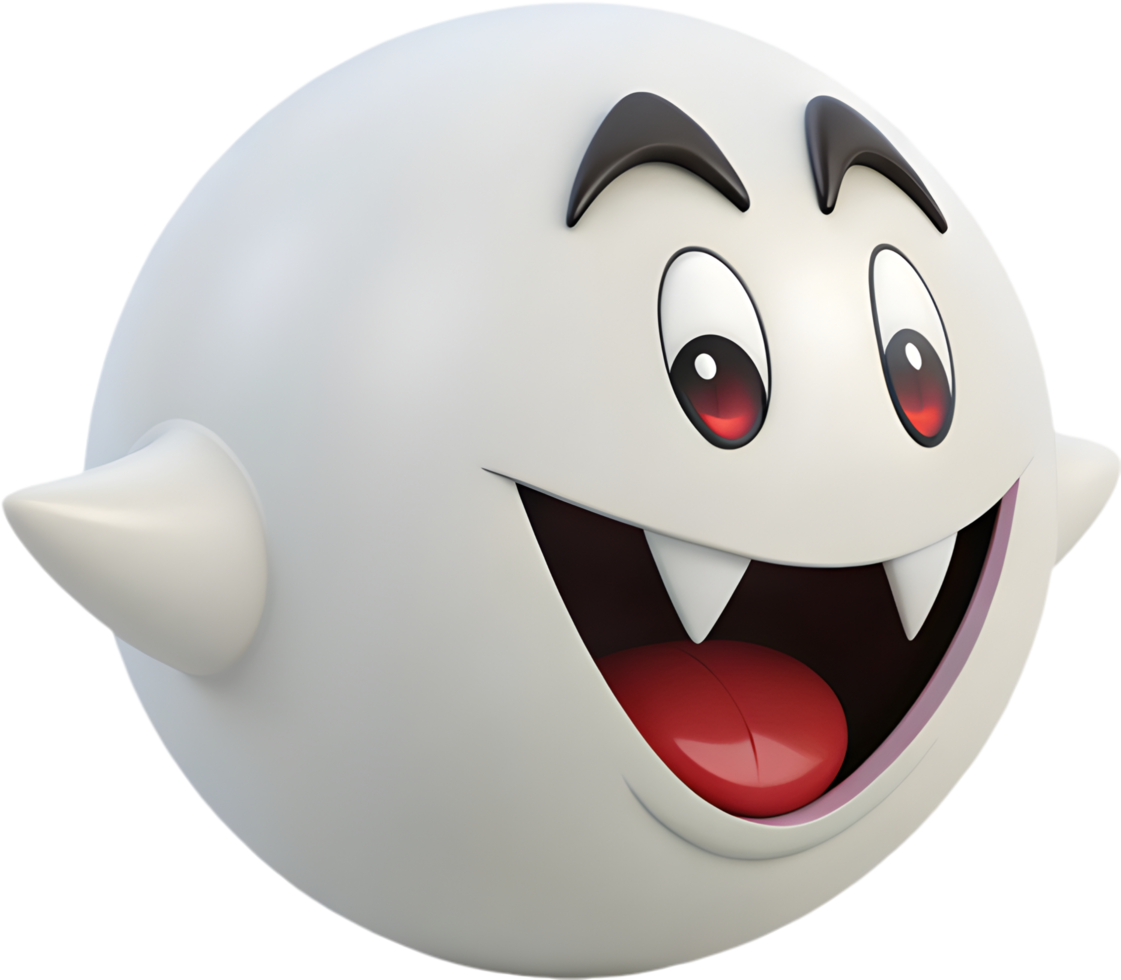 Playful smiling ghost with a round face design. . png