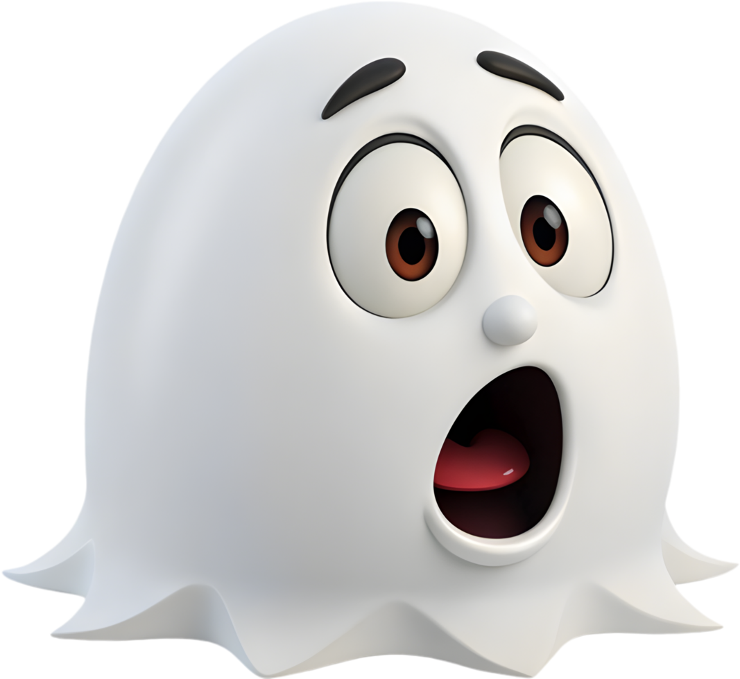 Smiling cartoon ghost with a playful round face design. . png