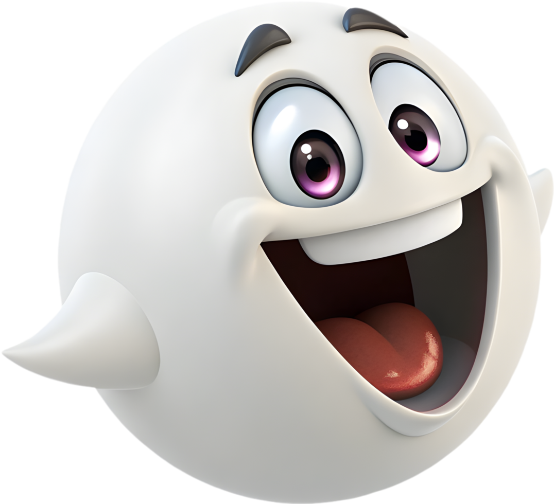 Joyful Halloween ghost with a round, playful face. . png