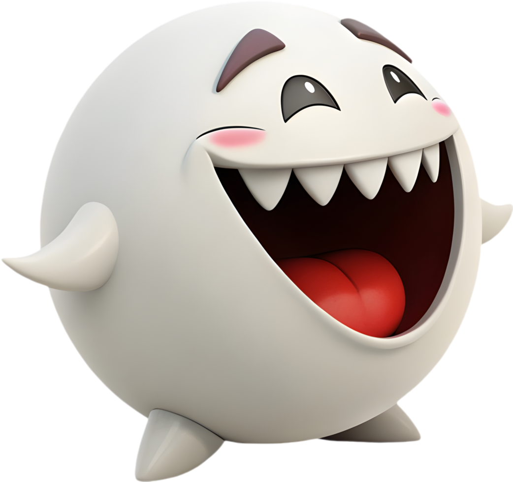 Cute playful round face ghost illustration for spooky designs. . png