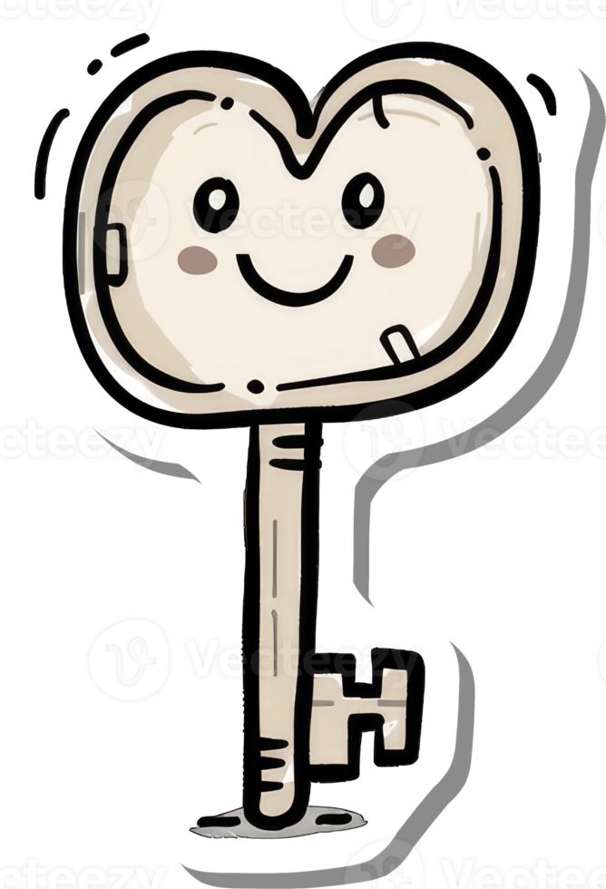 Happy Heart Shaped Key Cartoon Illustration png