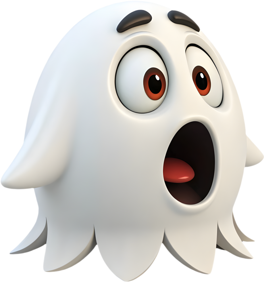 Whimsical spooky ghost with a round face character. . png