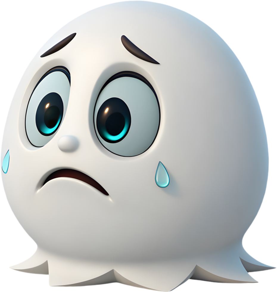 Spooky playful ghost with a smiling round face. . png