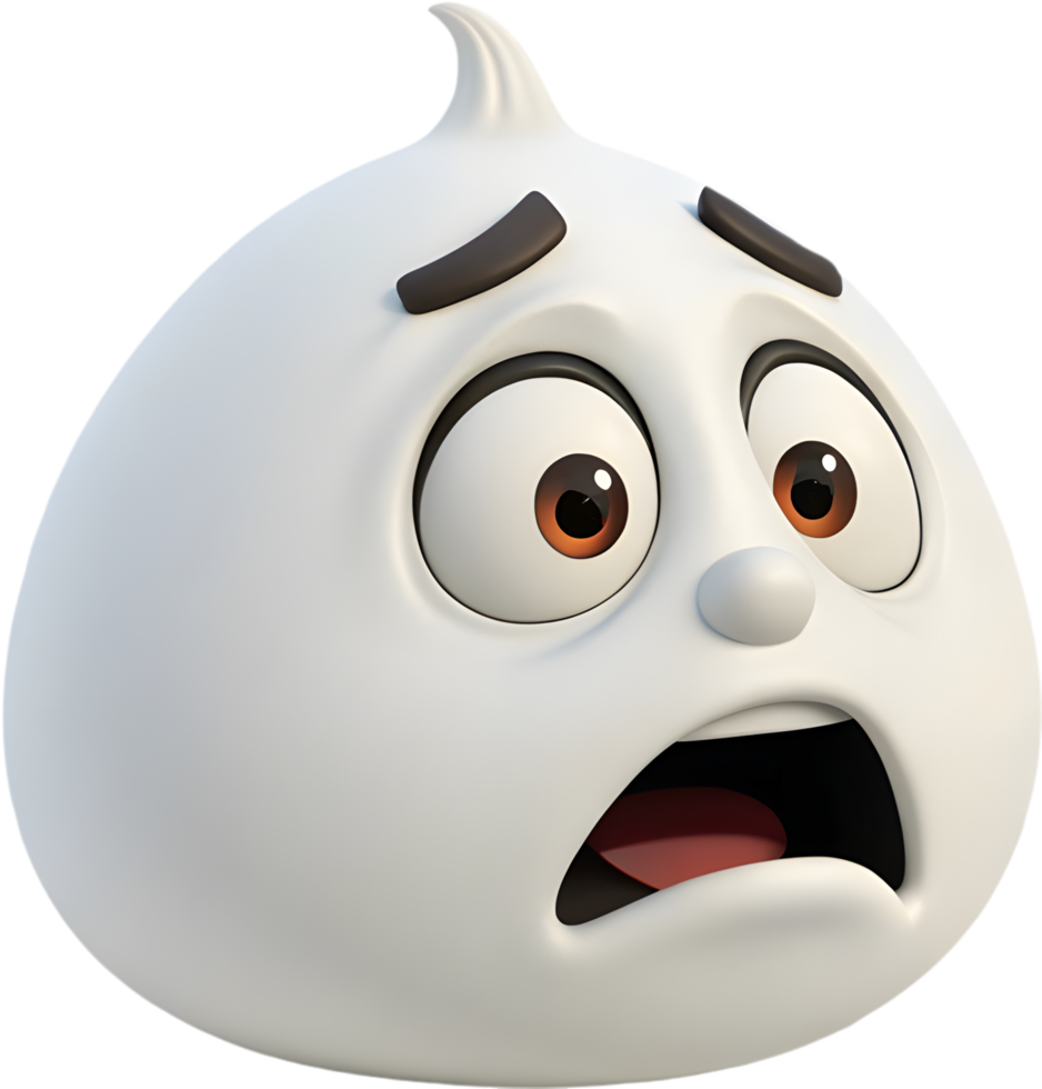 Playful cartoon ghost with a round face illustration design. . png