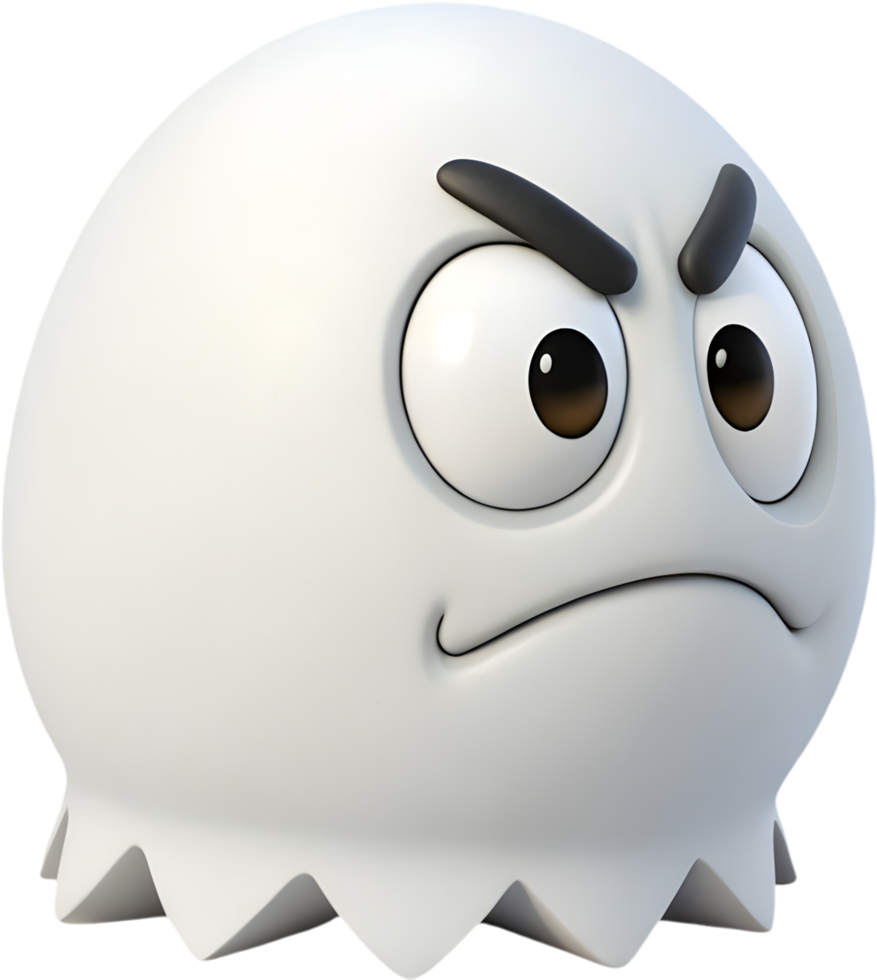 Spooky playful round face ghost character for Halloween. . png