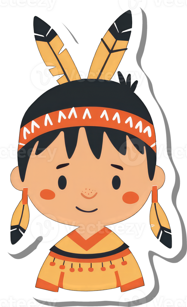 A Cartoon Illustration Of A Native American Boy png