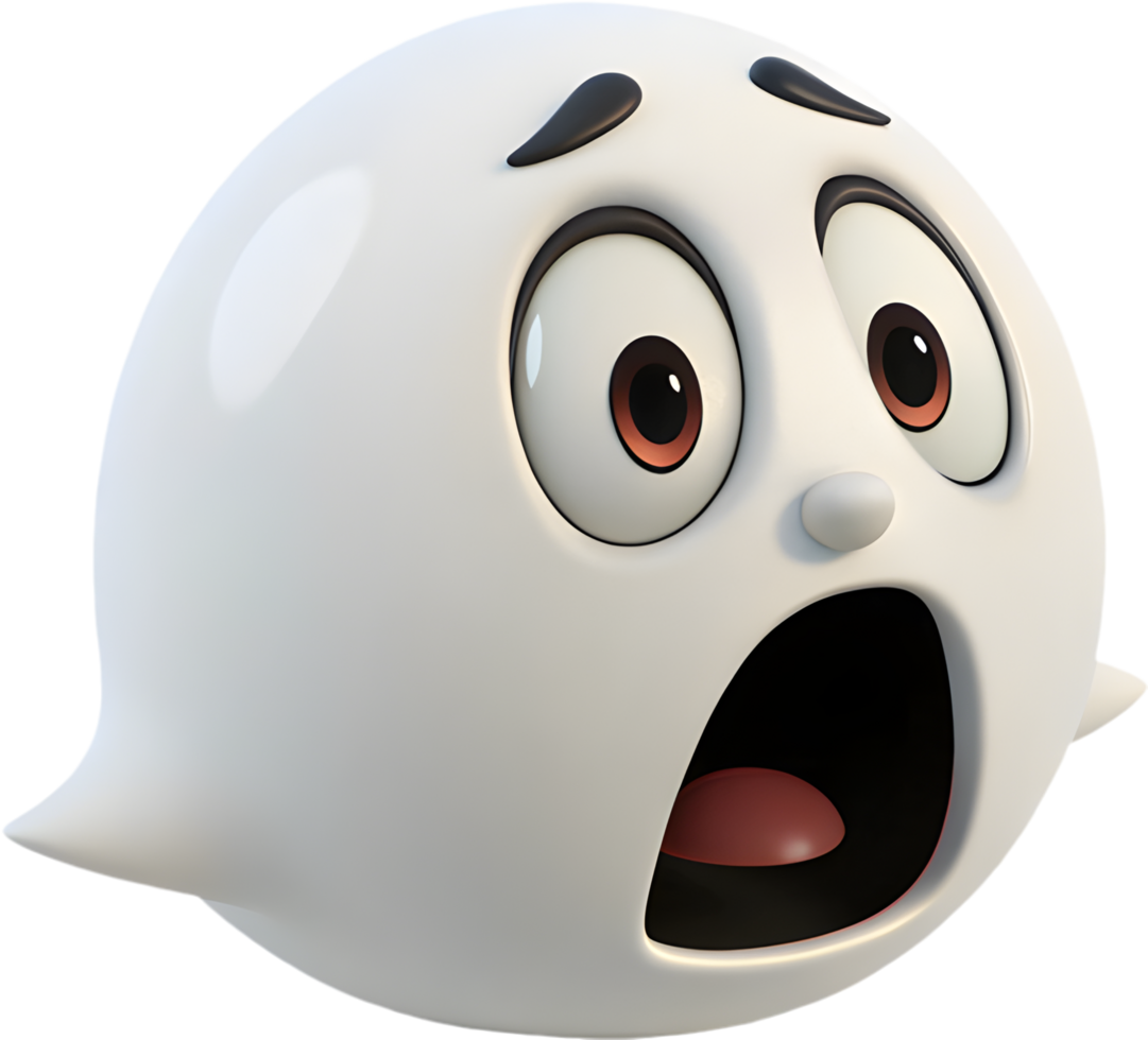 Fun playful ghost character with a round face design. . png