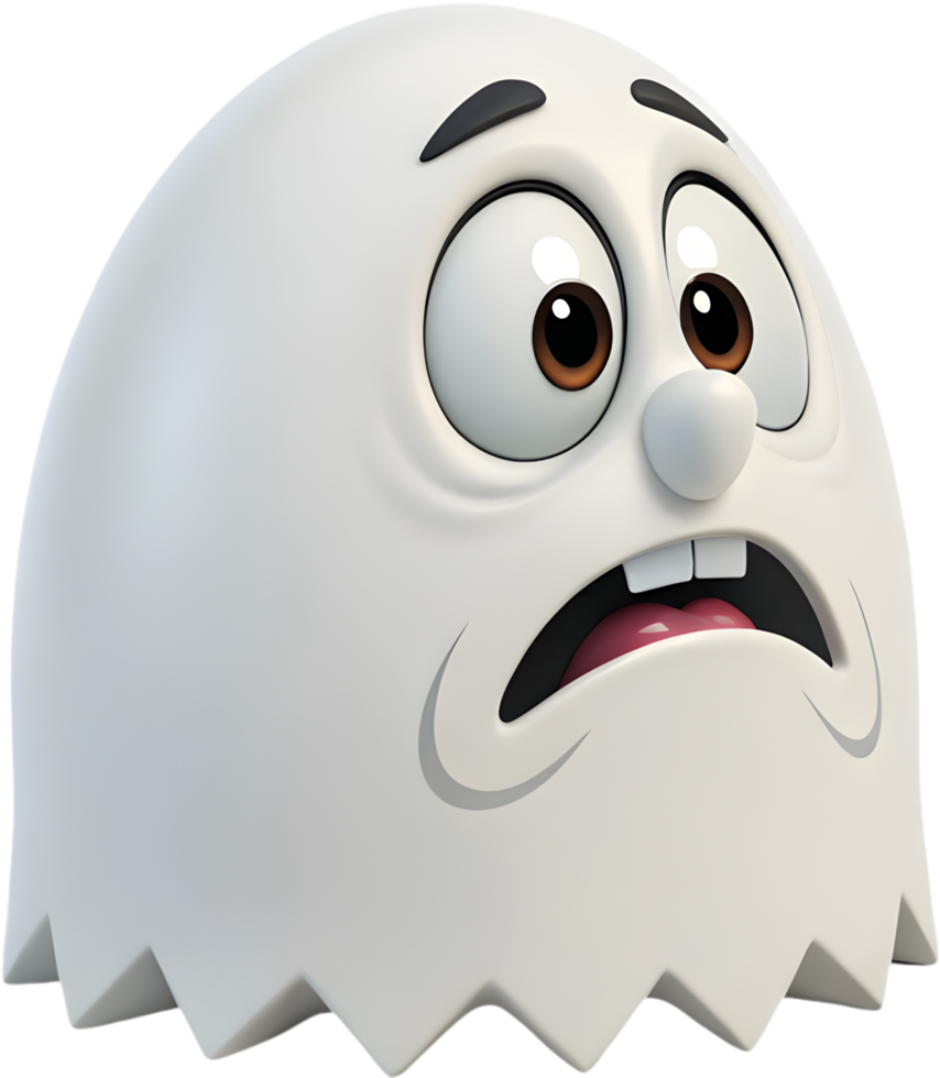 Spooky and playful ghost character with round face design. . png