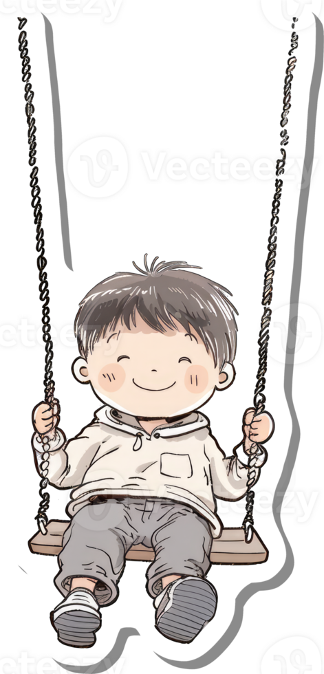 Happy Child Swinging On Playground Swing Set png