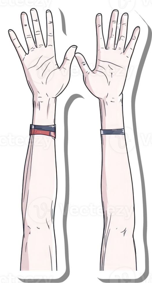 Two Hands Raised High Showing Five Fingers Each png