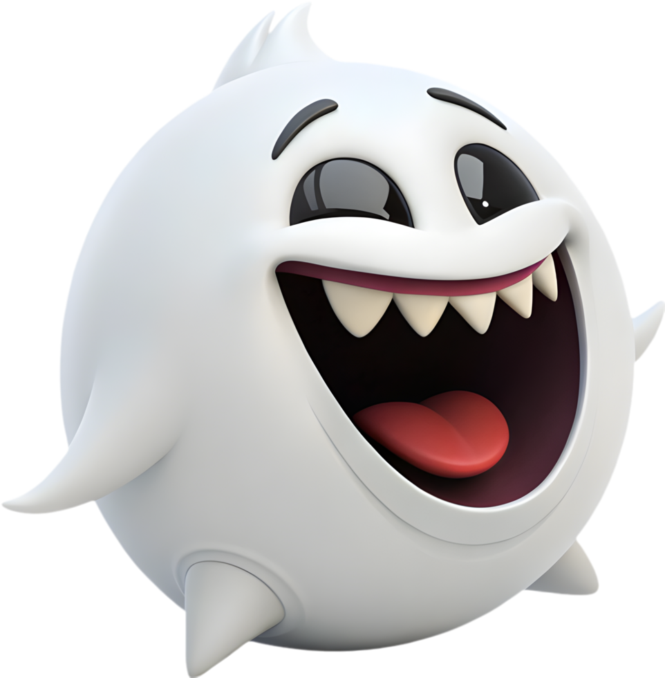 Creepy cartoon ghost design with playful round face. . png