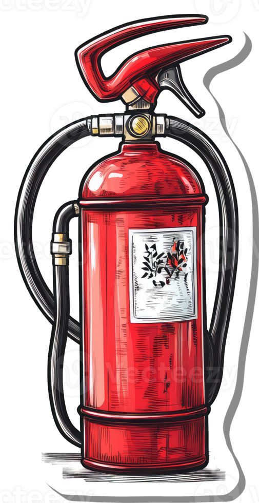 A Red Fire Extinguisher With A Hose And Handle png