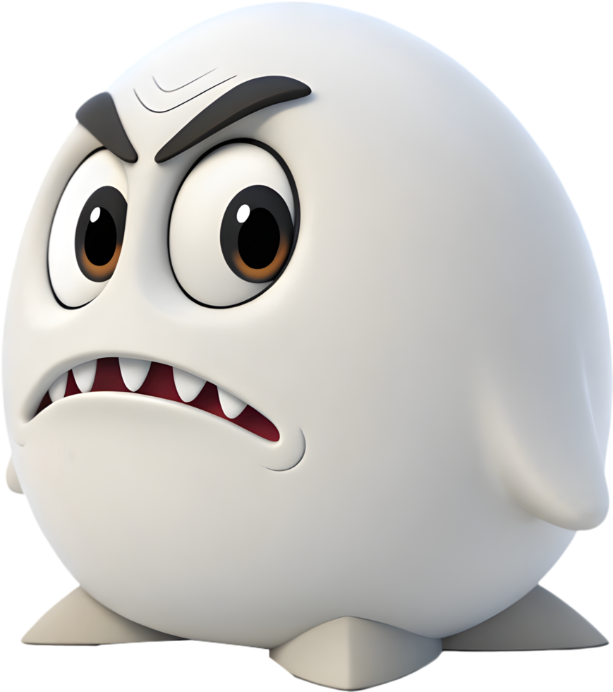 Cute animated ghost with a round face for spooky clipart. . png