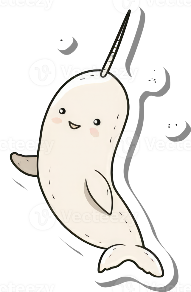 Adorable Cartoon Narwhal with a Happy Expression png