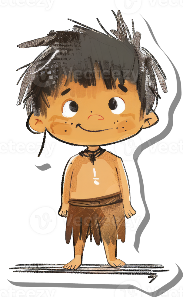 A Smiling Young Caveboy Stands Proudly png