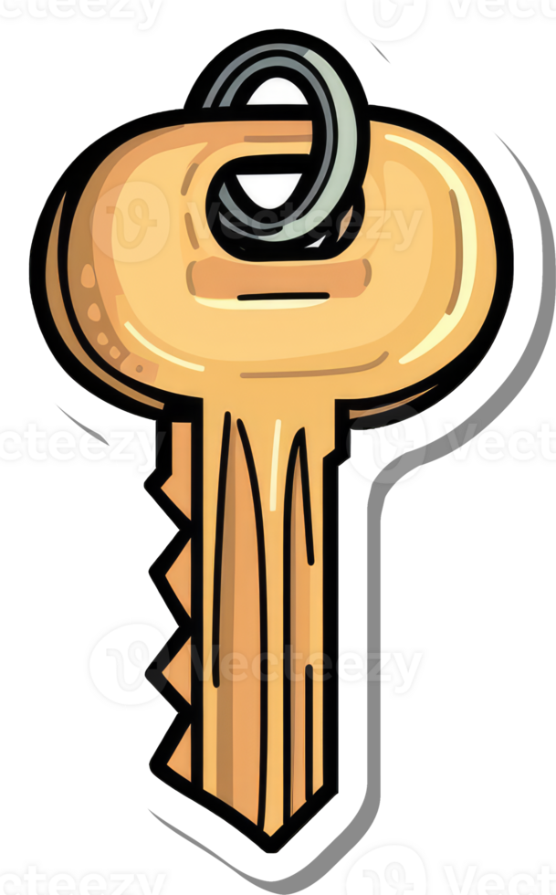 A Golden Key with a Serpentine Ring Top png