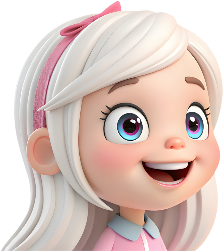 Playful cute girl with over-expressive emotions for cartoon art. . png
