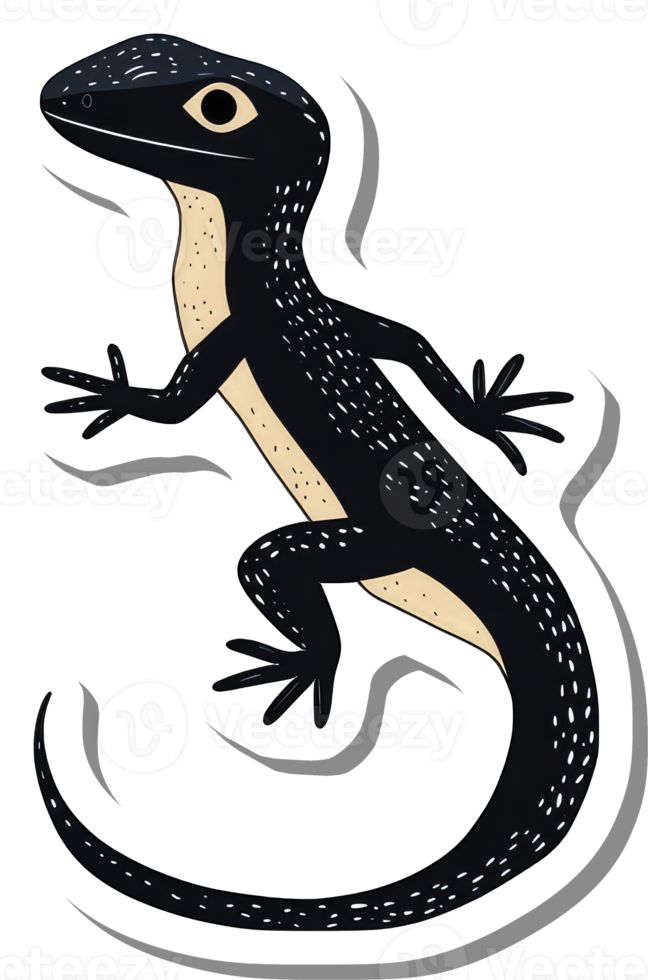 A stylized illustration of a black lizard png