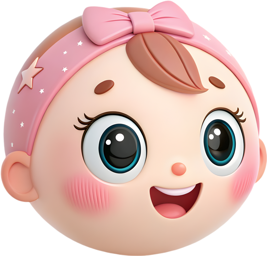 Creative expressive girl icon with charming facial expressions for designs. . png