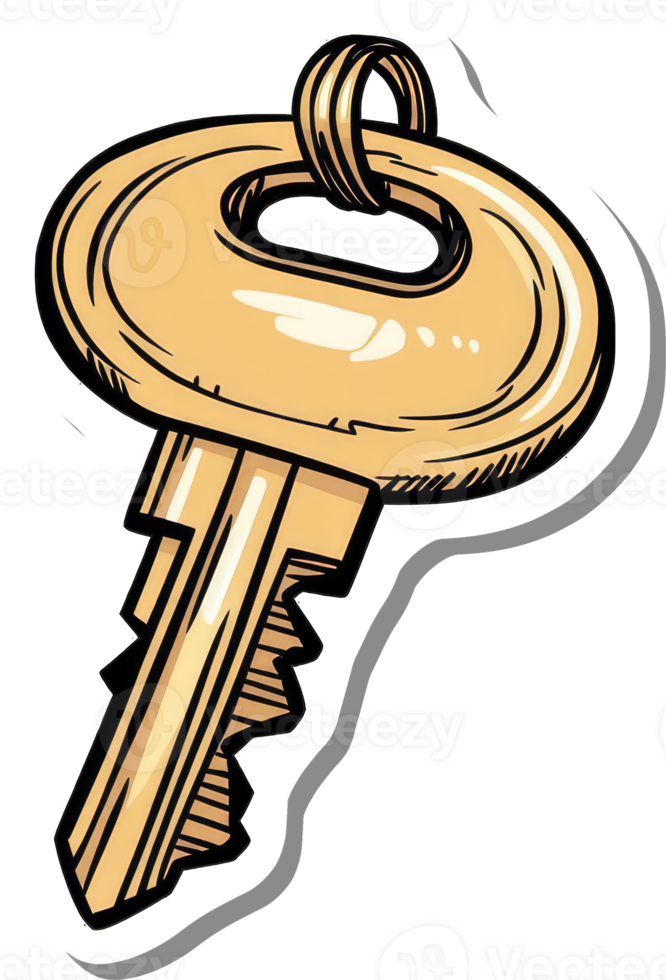 A Detailed Illustration Of A Golden Key png