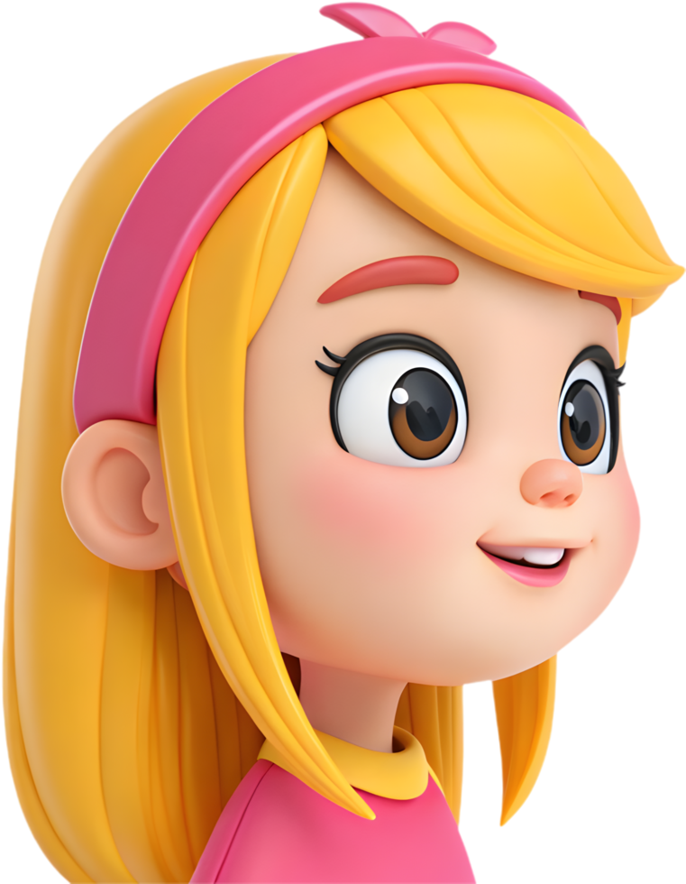 Animated cute girl icon with exaggerated emotions for creative projects. . png