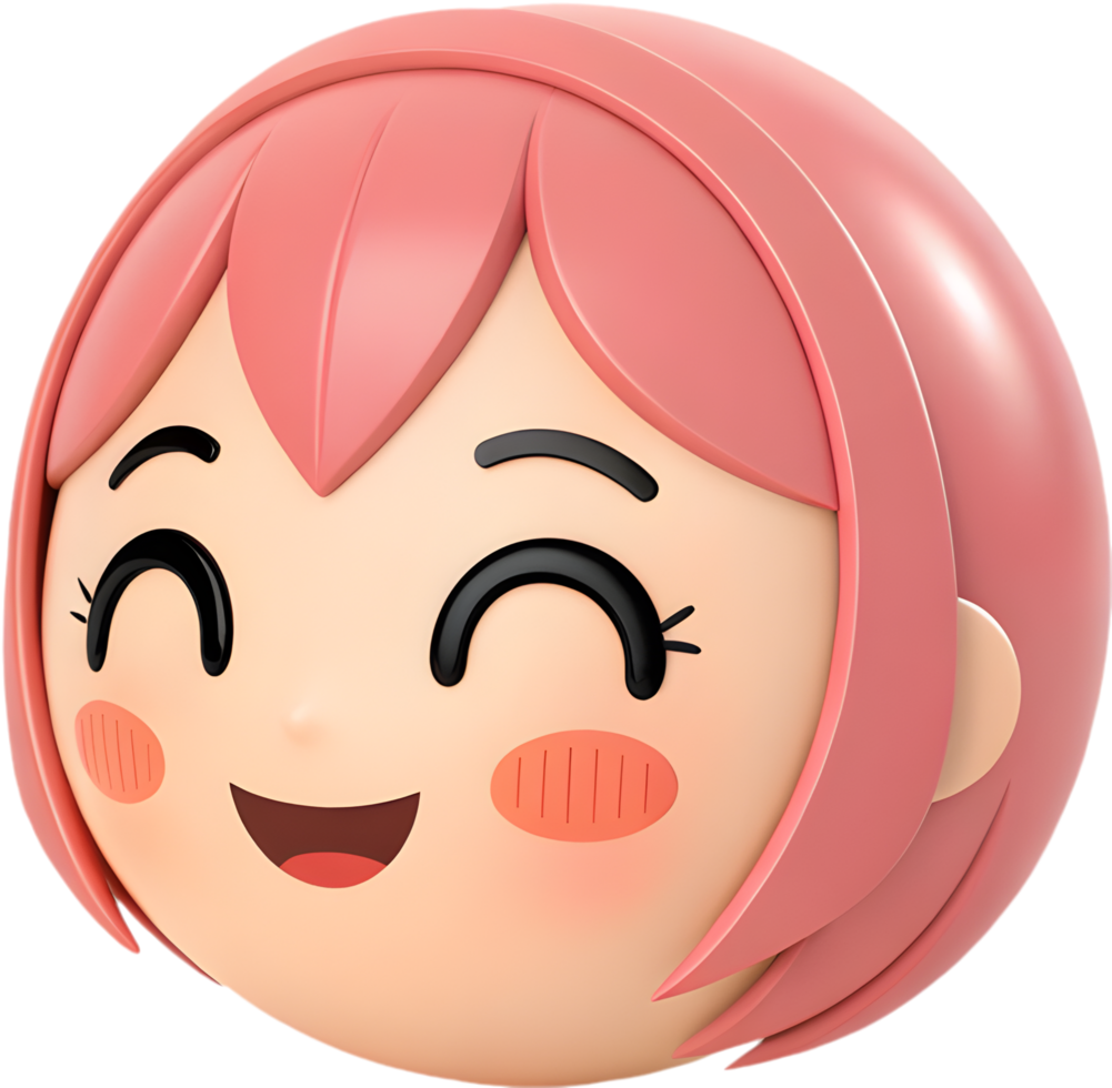 Fun and playful girl icon with expressive emotions for designs. . png