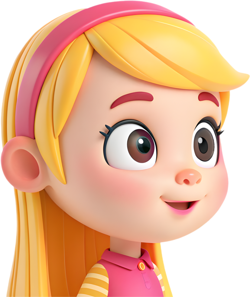 Adorable girl icon with exaggerated emotional expressions for designs. . png