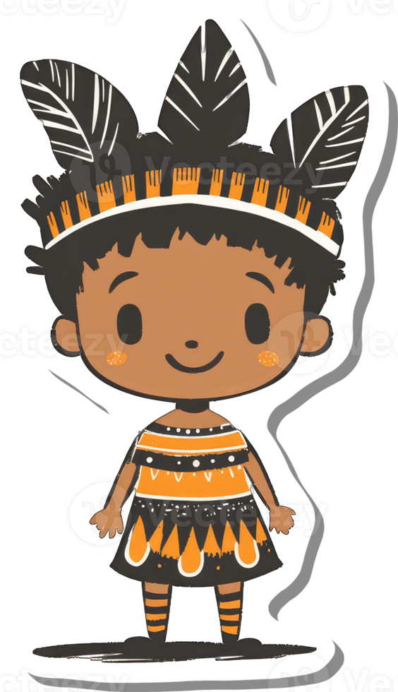 Adorable Child Wearing Traditional Indigenous Attire png