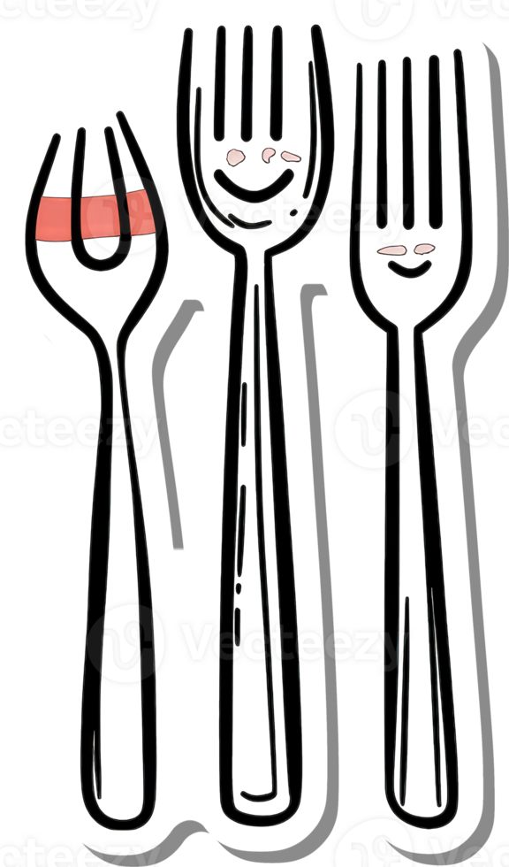 Three Happy Forks Smiling Together In A Row png