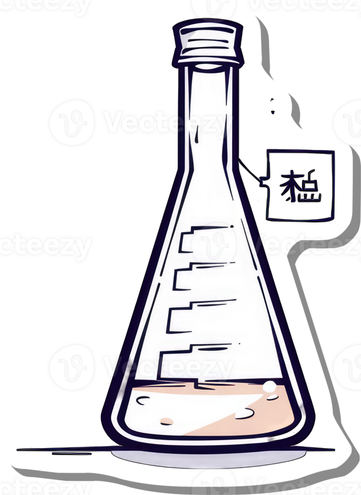 A Cartoon Erlenmeyer Flask Contains a Beige Liquid png