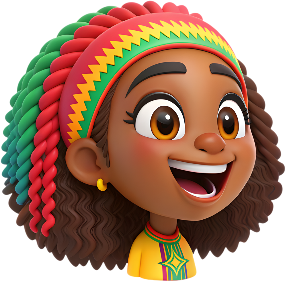 Fun expressive girl icon with charming facial expressions for clipart. . png