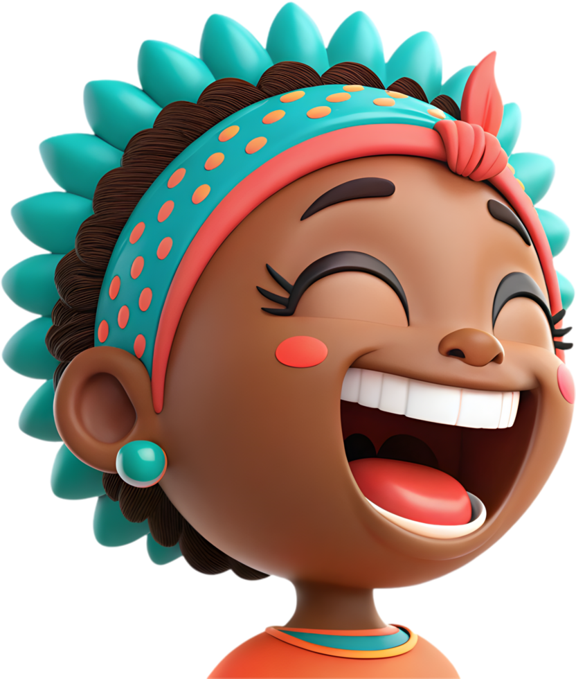 Cute charming girl icon with emotional expressions for creative projects. . png