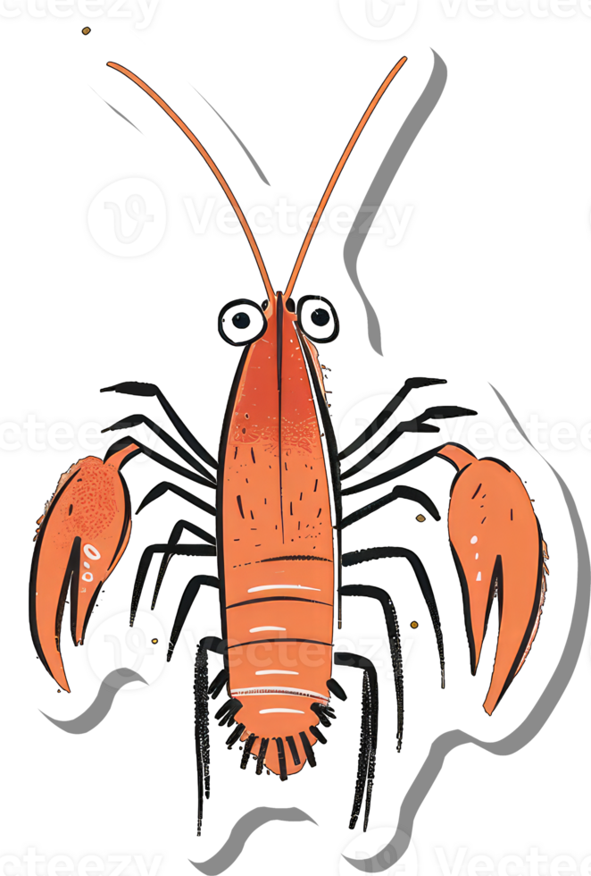 A Cartoon Lobster With Large Eyes And Claws png
