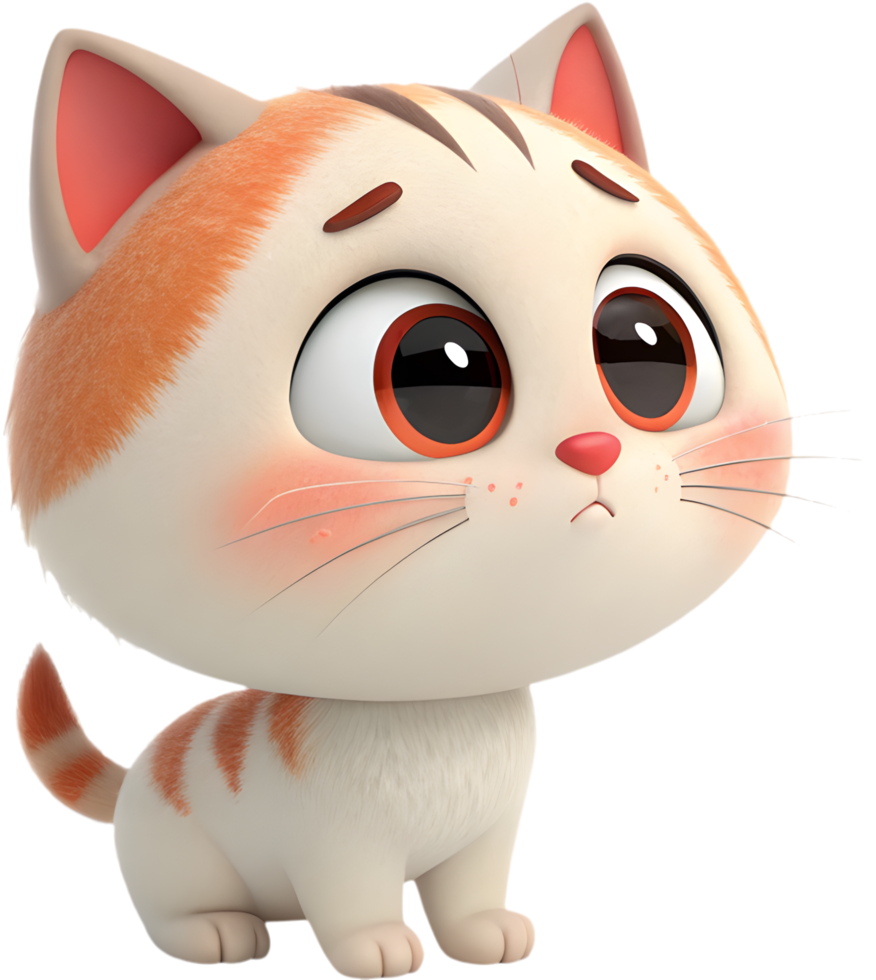 Playful kitten with exaggerated emotions for cute clipart designs. . png