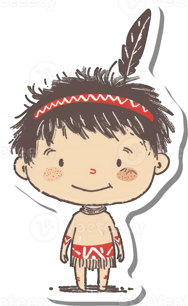 A happy young native boy wearing traditional attire png