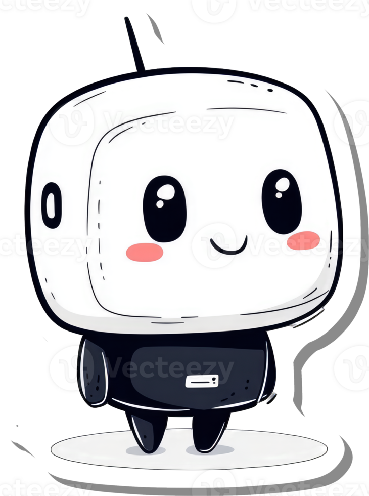 Adorable Square Robot Character Design Illustration png