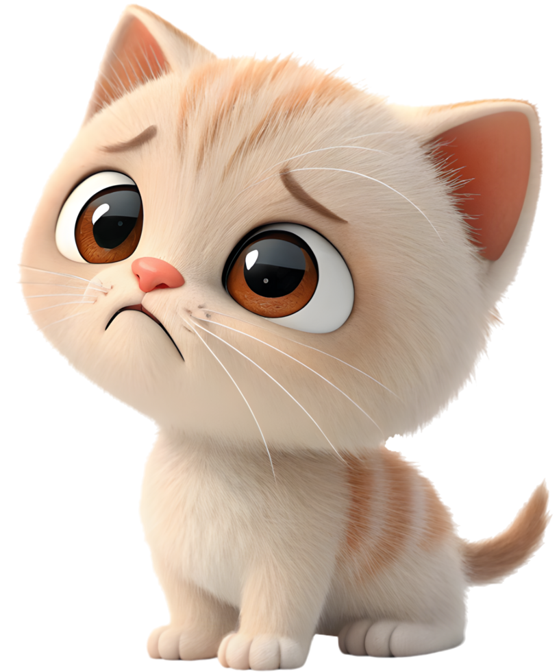 Fun and cute kitten character with exaggerated emotions. . png