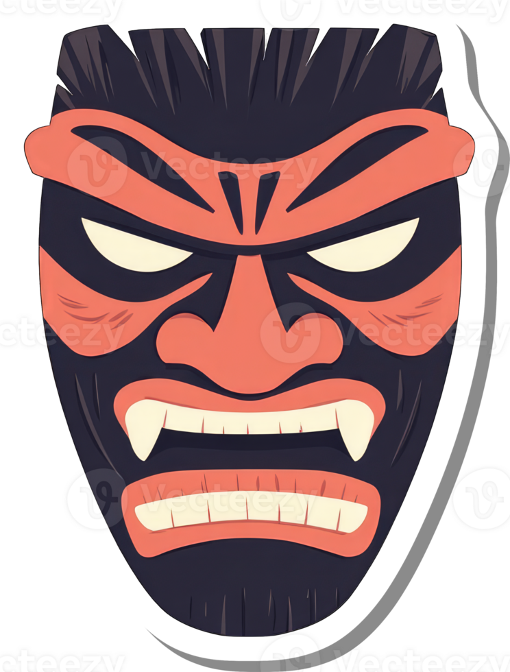 An Angry Oni Mask With Sharp Teeth And Spiky Hair png