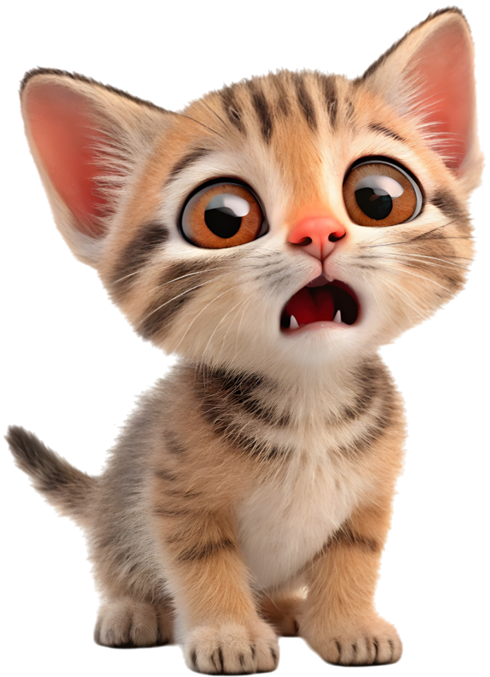 Fun kitten icon with exaggerated expressions for creative projects. . png