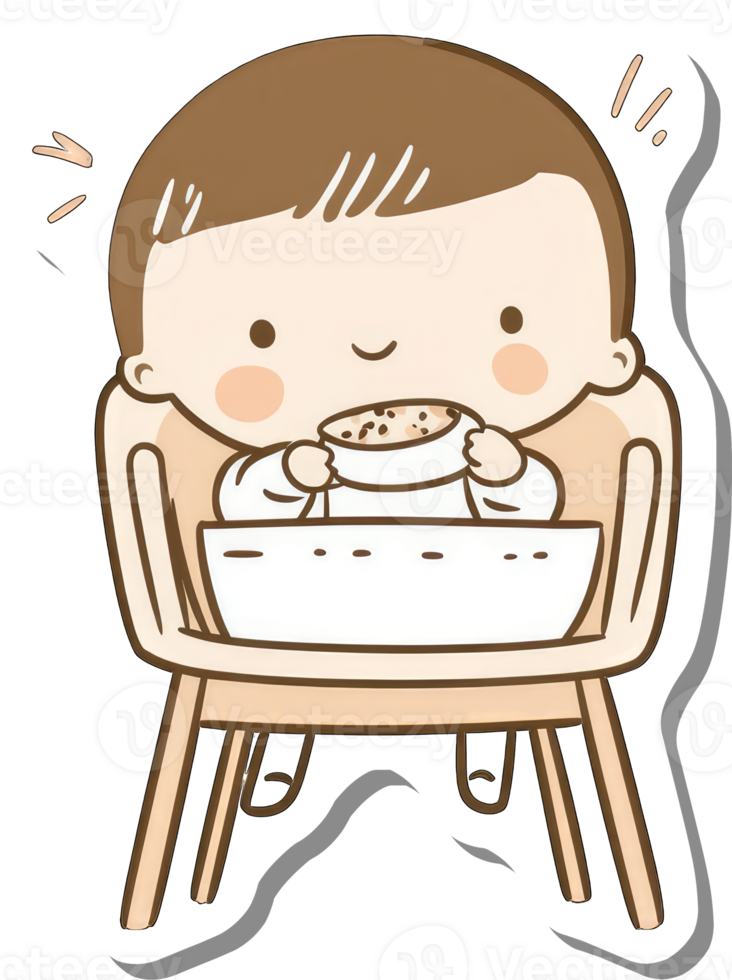 Happy Baby Eating Food In High Chair png