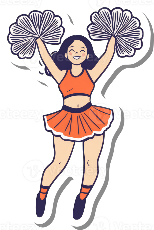 Cheerleader Girl Jumping With Pom Poms png