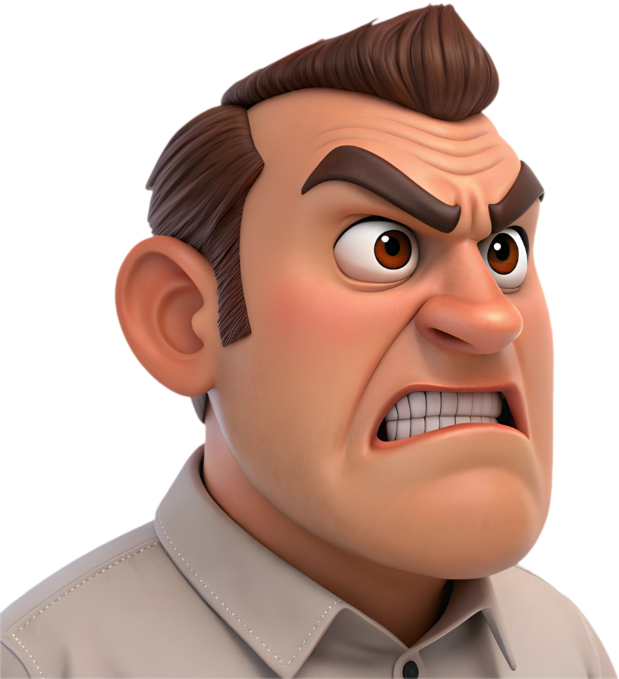 Unique man face emoji with funny expression in clipart design. . png