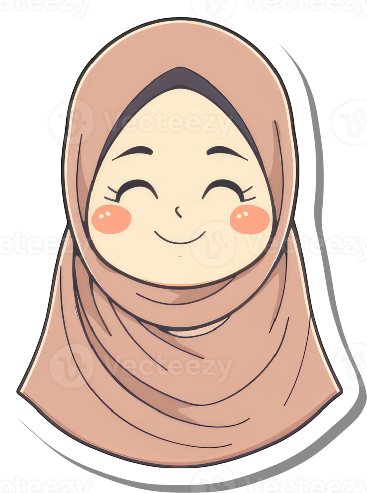 Happy Young Girl Wearing A Peach Hijab png