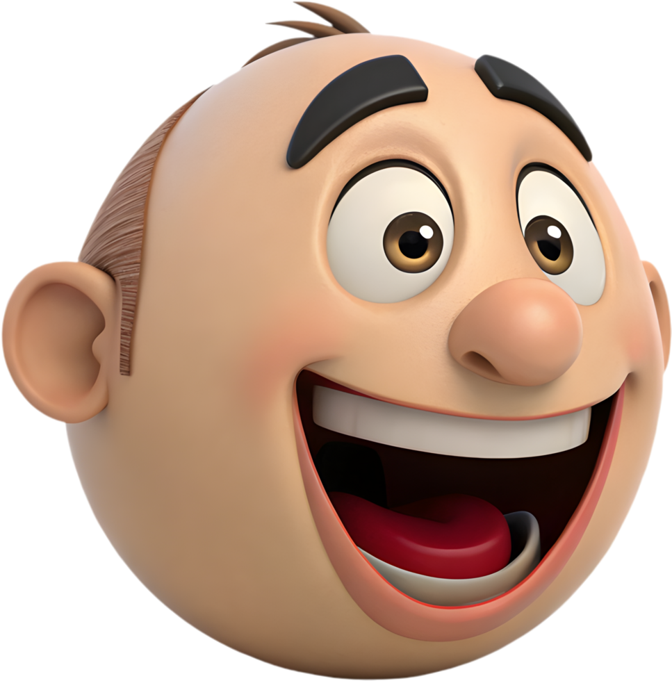 Expressive man emoji face clipart with laughter and joy. . png