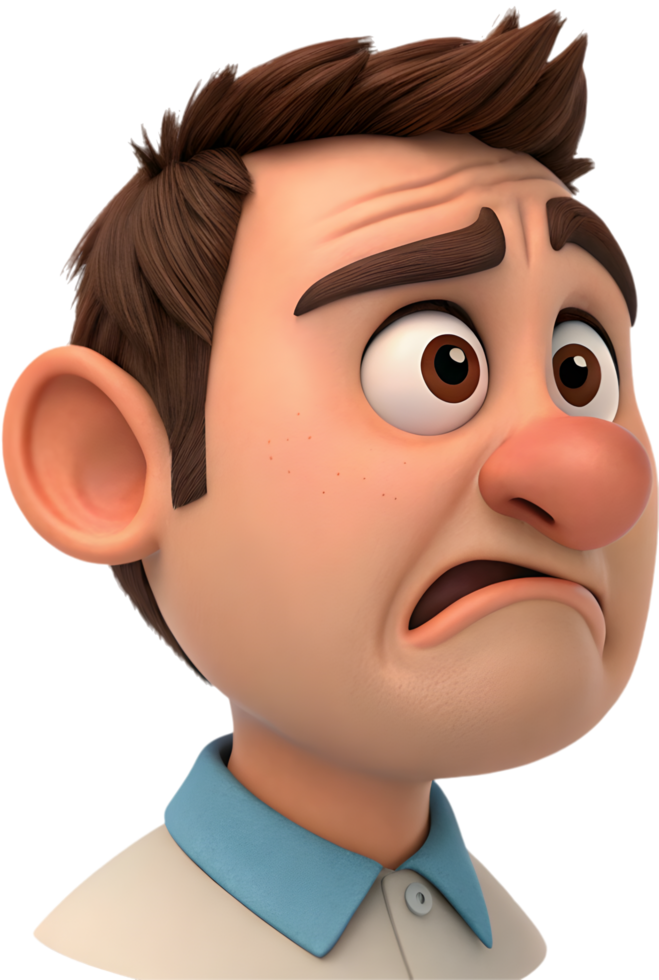 Creative man face emoji clipart with shocked emotional expressions. . png