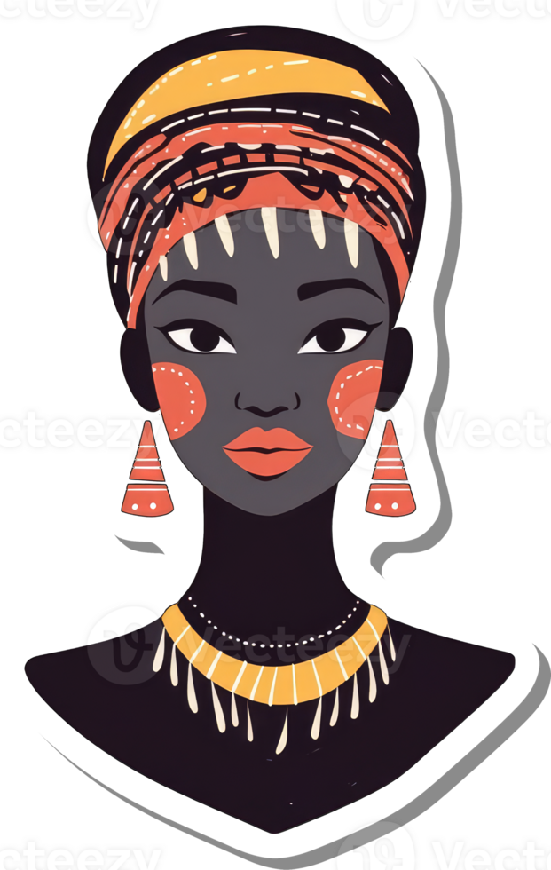 African Woman in Traditional Headwrap and Jewelry png