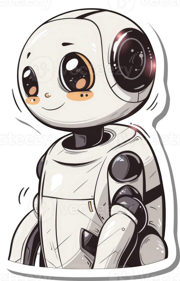 Adorable Robot Character Design with Big Eyes png