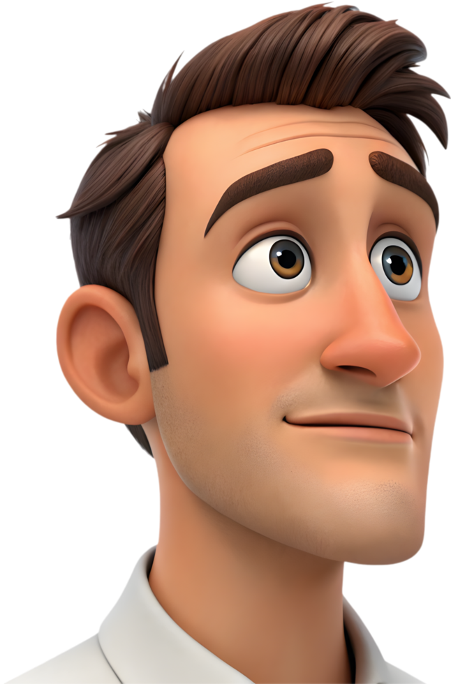 Iconic man face emoji with surprised and curious expression clipart. . png